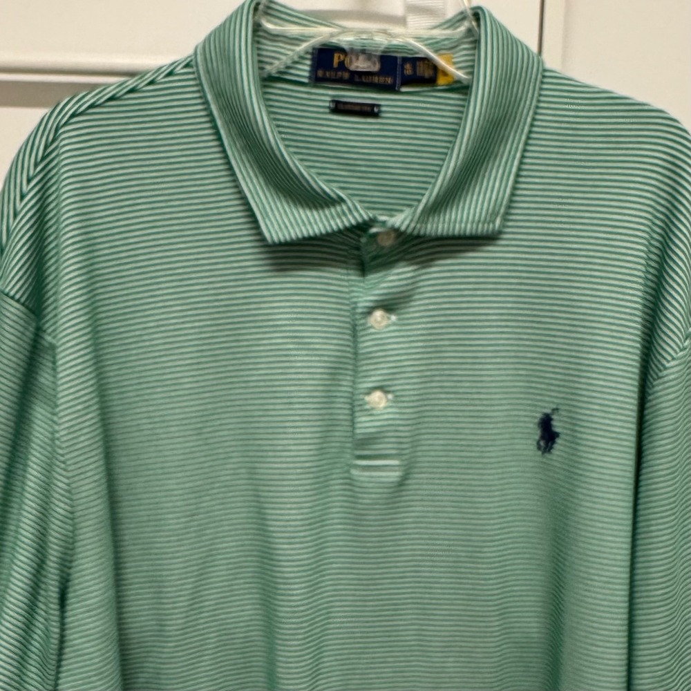 Polo Ralph Lauren Mens XL Classic Fit Striped Polo Shirt Green White RN41381